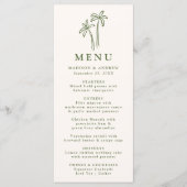 Moderne Handgetekende Palmbomen Crème Trouwen Menu (Voorkant)
