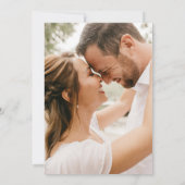 Moderne handgetekende palmbomen Fotobruiloft Kaart (Achterkant)