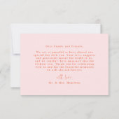 Moderne handgetekende palmbomen Roze bruiloft Bedankkaart (Achterkant)