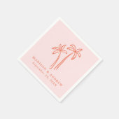 Moderne handgetekende palmbomen Roze bruiloft Servet (Hoek)