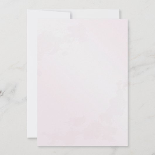 Moderne, handgetekende, Patel roze bloem uitnodigi (Achterkant)