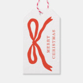 Moderne handgetekende rode boog kerstvakantie cadeaulabel (Voorkant)