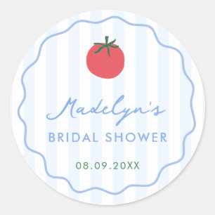 Moderne handgetekende tomaten bruiloft favor ronde sticker