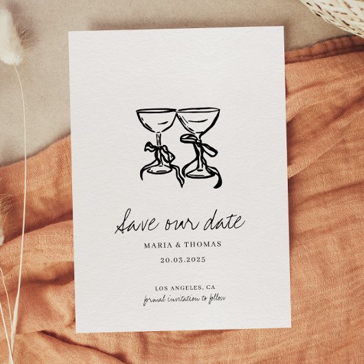 Moderne handgetekende trouwkaart 'Save the Date' Save The Date
