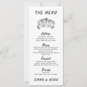 Moderne Handgetekende Trouwmenu Kaart (Voorkant)