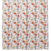 Moderne handgetekende tulpen Douchegordijn (Voorkant)