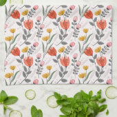 Moderne handgetekende tulpen keukenhanddoek (Gevouwen)