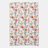 Moderne handgetekende tulpen keukenhanddoek (Verticaal)