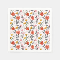 Moderne handgetekende tulpen servetten