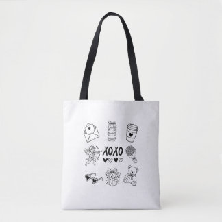 Moderne Handgetekende Valentijn-iconen  Tote Bag