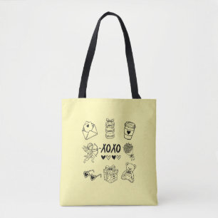 Moderne Handgetekende Valentijn-iconen Tote Bag