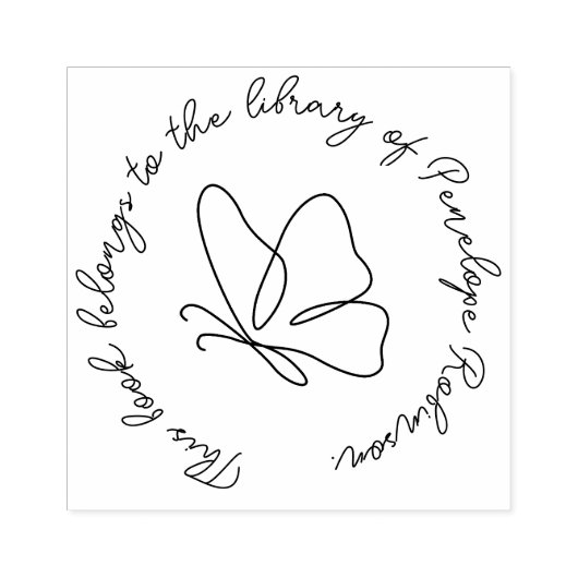 Moderne handgetekende vlinderbibliotheek Boek Cust Rubberstempel (Afrduk)