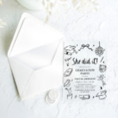 Moderne Handgetekende Ze heeft het gedaan Afstudee Acryl Uitnodigingen