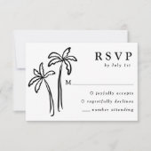 Moderne handgetekende zwarte palmbomen bruiloft RSVP kaartje (Voorkant)