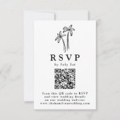 Moderne handgetekende zwarte palmbomen QR-code bru RSVP Kaartje (Voorkant)