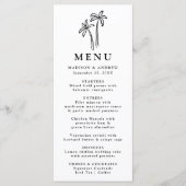 Moderne Handgetekende Zwarte Palmboom Huwelijk Menu (Voorkant)