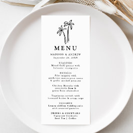 Moderne Handgetekende Zwarte Palmboom Huwelijk Menu