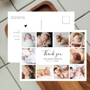 Moderne Handlettering 10 Foto Baby shower Dank Feestdagenkaart
