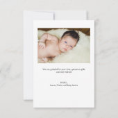 Moderne Handlettering 2 foto's Klein Baby shower Bedankkaart (Achterkant)