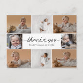 Moderne handlettering 8 foto collage baby shower briefkaart (Voorkant)