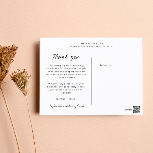 Moderne handlettering 8 fotocollage baby shower briefkaart