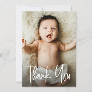Moderne handlettering aangepaste baby shower foto bedankkaart