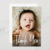 Moderne handlettering aangepaste Baby shower foto Bedankkaart (Voorkant / Achterkant)