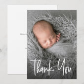 Moderne handlettering aangepaste Baby shower foto Bedankkaart (Voorkant / Achterkant)