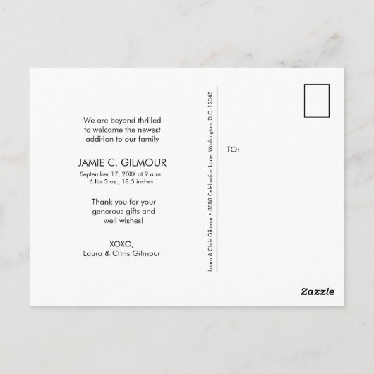 Moderne handlettering aangepaste Baby shower foto Briefkaart (Achterkant)