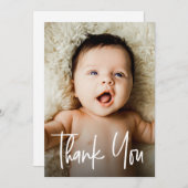 Moderne handlettering aangepaste Baby shower foto Kaart (Voorkant / Achterkant)