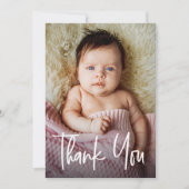 Moderne handlettering aangepaste babymeisjes-showe bedankkaart (Voorkant)
