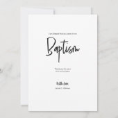 Moderne handlettering aangepaste foto Baby doop Bedankkaart (Achterkant)