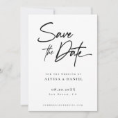 Moderne handlettering aangepaste foto minimalist save the date (Voorkant)