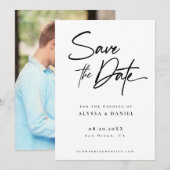 Moderne handlettering aangepaste foto minimalist save the date (Voorkant / Achterkant)