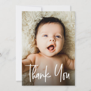 Moderne handlettering aangepaste girl baby shower bedankkaart