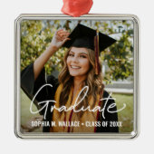 Moderne handlettering Afstuderen gepersonaliseerde Metalen Ornament (Voorkant)