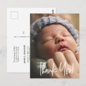 Moderne handlettering Baby Foto geboorteaankondigi Briefkaart (Voorkant / Achterkant)