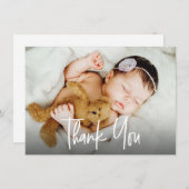 Moderne Handlettering Baby meisje foto douche Bedankkaart (Voorkant / Achterkant)