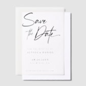 Moderne handlettering bruiloft overlay vellum uitnodigingen (Offset)