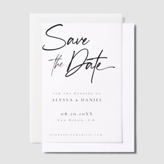 Moderne handlettering bruiloft overlay vellum uitnodigingen (Offset)