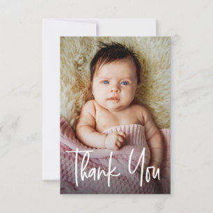 Moderne Handlettering Custom Baby Meisje Douche Fo Bedankkaart
