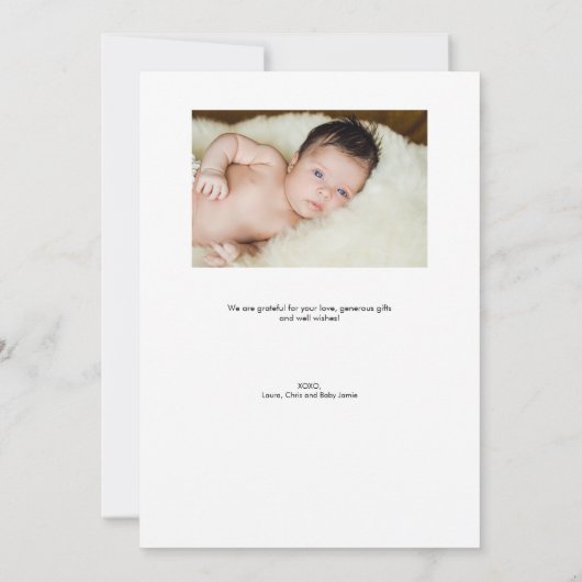 Moderne Handlettering Custom Baby shower Foto's Bedankkaart (Achterkant)