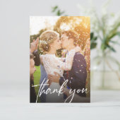 Moderne Handlettering Custom Guest Wedding Foto's Bedankkaart (Staand voorkant)