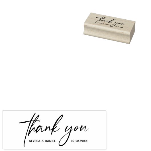 Moderne handlettering dank u script bruiloft rubberstempel (Gestempeld)