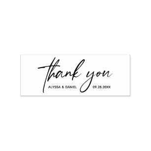 Moderne handlettering dank u script bruiloft rubberstempel