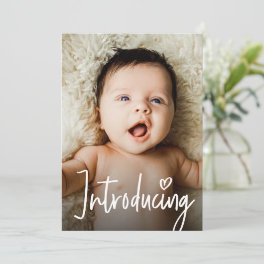 Moderne handlettering die Baby-aangepaste foto int Bedankkaart (Staand voorkant)