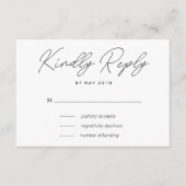 Moderne handlettering huwelijksreactie RSVP kaartje (Voorkant)