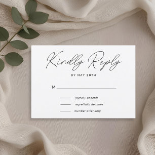 Moderne handlettering huwelijksreactie RSVP kaartje