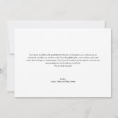 Moderne handlettering script baby shower foto bedankkaart (Achterkant)