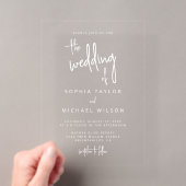 Moderne handlettering script witte trouw acryl uitnodigingen (Insitu (Draagbaar))